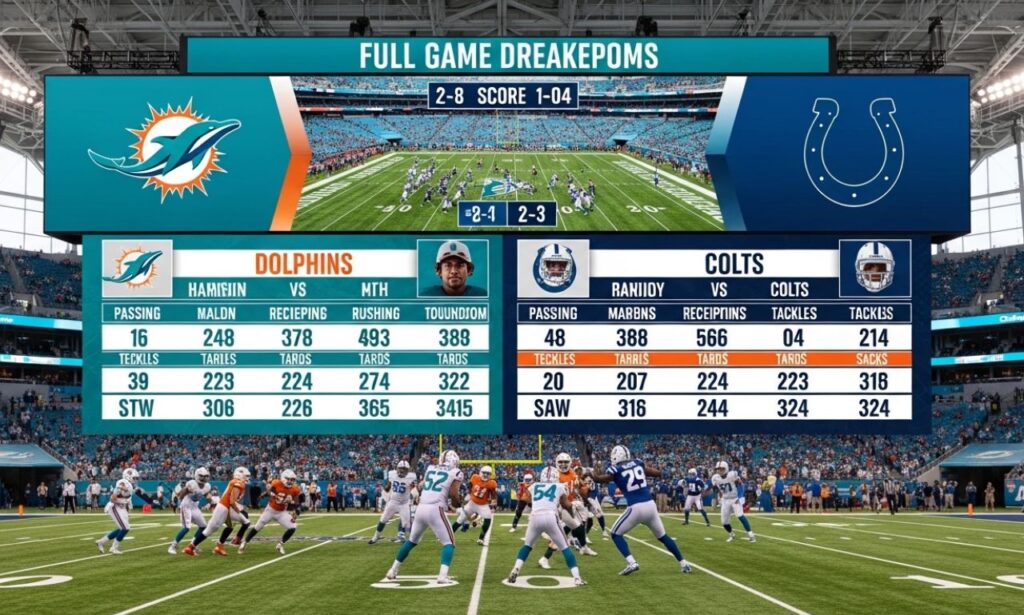 Miami Dolphins vs Indianapolis Colts Match Player Stats