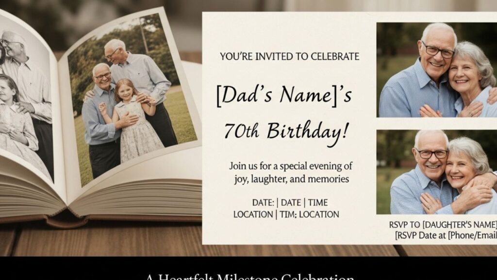 Dad Daughter 70th Birthday Invitation Video