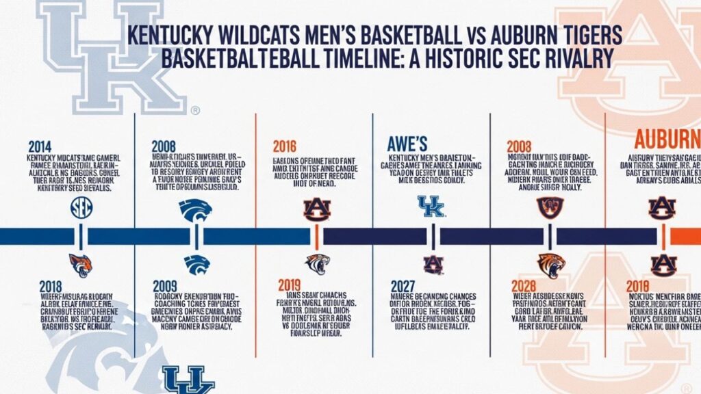 Kentucky Wildcats Men's Basketball vs Auburn Tigers Men's Basketball Timeline